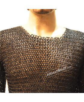 Round Riveted Alternate Solid Ring Chain Mail Hauberk Chest 46